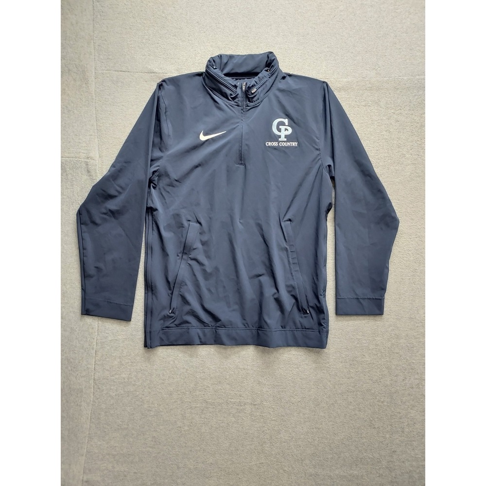 Cross Country Men Athletic Jacket S Navy Blue 1/4 Zip Mock Neck Logo Activewear